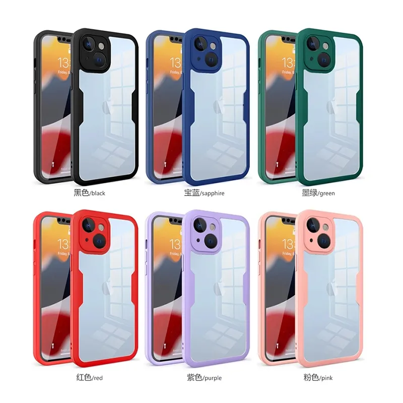 luxury 360 full body front back case for iphone 11 12,for iphone 14 pro silicone case 5 in 1 screen lens