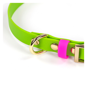 Collier et laisse pour chien en sangle PVC imperméable et écologique de conception bicolore avec boucle durable Kit de marche pour chien lavable - Product Image 5