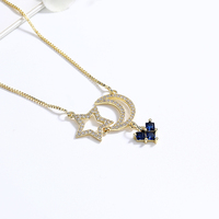 Collier à breloques en cuivre en gros 18 carats plaqué or Zircon étoile pendentif bijoux de mode pour femmes accessoires