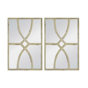 Rectangular Wooden <b>Wall</b> <b>Mirror</b> 16x23 In Distressed White Frame Vertical Or Horizontal Home Decor For Living Room <b>Set</b> - Product Image 2