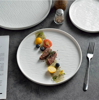 Assiette en céramique marbrée de qualité alimentaire - Style japonais 10 Assiette à steak Légère Placage artistique commercial pour la maison