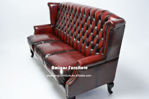 فريد تصميم خمر غرفة المعيشة أثاث الفندق الملكة آن الملكي أريكة جلدية - Product Image 6