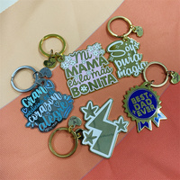Porte-clés en métal émaillé personnalisé avec placage or/argent, design de lettres tendance, imperméable et léger
