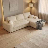 Canapé convertible moderne en velours côtelé, modulaire, écologique, adapté aux appartements, avec fonction relax, 2-en-1, design d'angle en L, carré