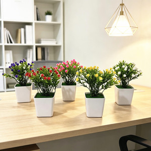 Paulon Artificial Baby's Breath <b>Potted</b> <b>Plant</b> 14cm High <b>Square</b> Pot Desk Decor Indoor Outdoor Greenery - Product Image 1