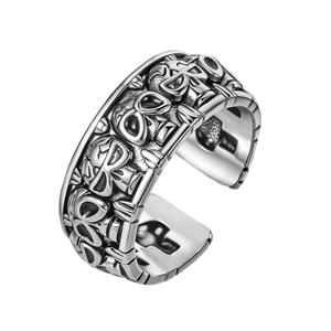 Bague tête de mort cercle complet Halloween européenne et américaine innovante nouvelle bague tête <span class=keywords><strong>Gulu</strong></span> noire plaquée argent thaïlandais à la mode - Product Image 5