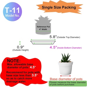 Ensemble de 6 soucoupes modernes en plastique chromé pour plantes, base de 4,5 po, plateau de récupération d'eau pour plantes en pot d'intérieur/extérieur de 4 à 12 po de diamètre - Product Image 2