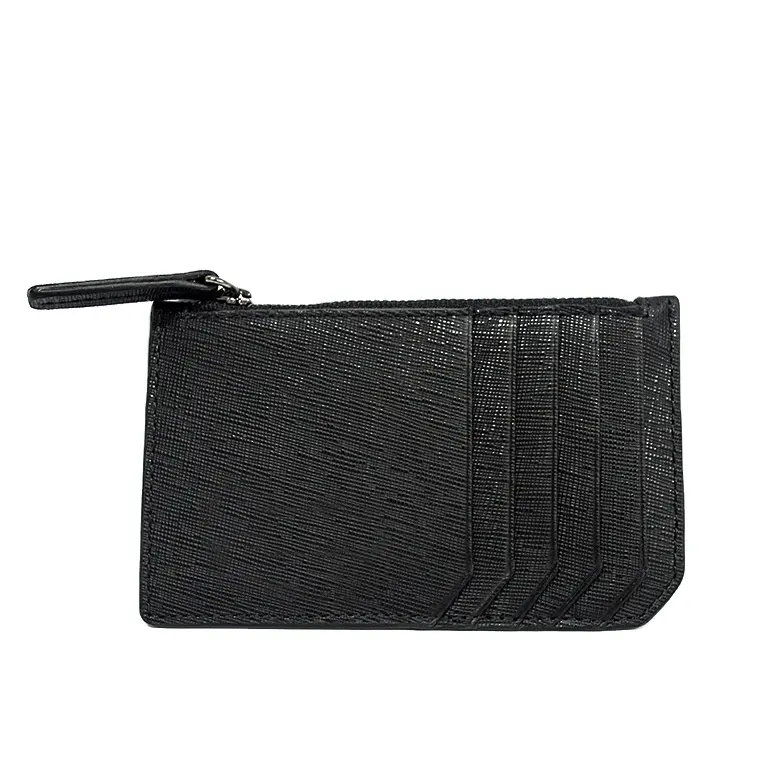 Custom Luxury Fashion Purse Big Capacity Business Black Genuine Leather Wallets Rfid Credit Card Holders for Men