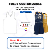 Maillot de basketball réversible personnalisé imprimé bleu-jaune 180 GSM, sublimé double face, anti-humidité et respirant, ensemble uniforme