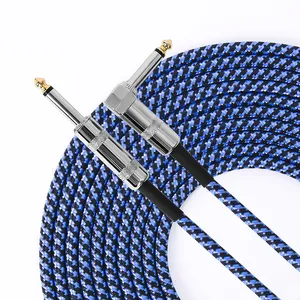 Wholesale High End 3m 10FT 6m 20FT Woven braided Right Angle 6.35mm Electric instrument Guitar Cable