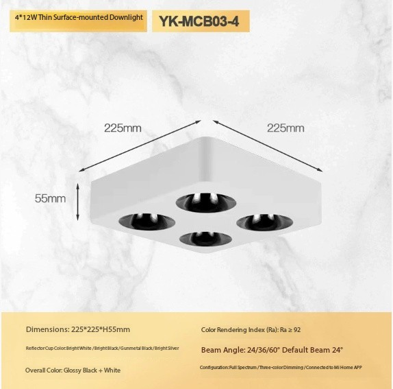 Four head 48W (white shell black cup)