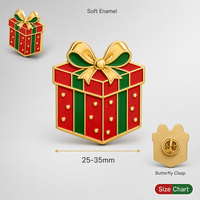 Boîte cadeau Broches Épingles de revers Bijoux de Noël en gros Badges métalliques Personnalisés Épingles en émail souple 3D Usine OEM
