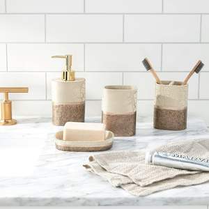 Ensemble de salle de bain moderne de luxe 4 pièces en résine avec design élégant, accessoires haut de gamme, combinaison de décoration - Product Image 1