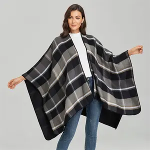 Großhandel Damen Color Match Umhänge Herbst Winter Dick Warm Lässig Open Front Wraps Mantel Frauen Nepal Poncho Schals