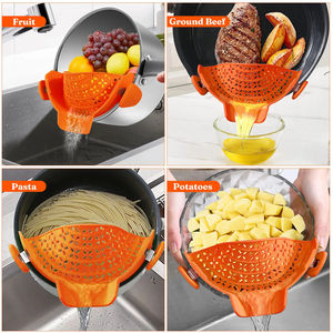 Colador de cocina al por mayor con clip para sartén, rejilla de drenaje de silicona, embudo para cuenco, colador para lavar arroz, pasta y verduras, para escurrir el exceso - Product Image 5