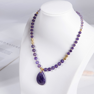 Fornitura di fabbrica oro placcato 18K collana a catena di ossidiana nera naturale perle di pietre preziose a forma di luna ciondolo moda perline di perline - Product Image 5