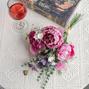 Ramo de Flores Artificiales Loto Iluminado por la Luna, Rosa, Peonía, Margarita, Tela Plástica Tejida, Decoración del Hogar, Accesorio para Bodas CF02018 - Product Image 1