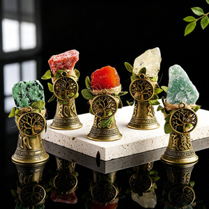 Campana in Ottone Rustica con Cristallo Grezzo e Albero della Vita, Campana Rituale in Metallo Antico per Altare Magico e Decorazione Meditativa - Product Image 1