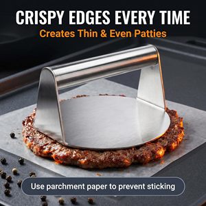 Presse à hamburgers en acier inoxydable de 5,5 pouces avec poignée, presse à galettes métallique pour plancha, grill, bacon, sandwichs et cuisson sur surface plane - Product Image 5