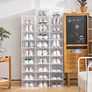 Caja de Almacenamiento de Zapatos Transparente de Plástico para el Hogar, Tipo Cajón, a Prueba de Polvo y Humedad, Estante de Pared para Hombres y Mujeres, Armario para Zapatos de Dormitorio - Product Image 1