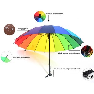 16-bone rainbow Business Umbrella for Women Men Extra-large Windproof Long-handle Straight Outdoor Automatic Sunshade Umbrella