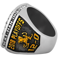 Bague de championnat d'escrime universitaire Notre Dame 2018 personnalisable en gros, en alliage d'or classique avec pierre naturelle, commémorative pour les fans