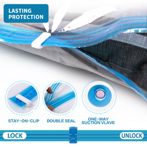 20packs pour grand sac de scellage sous vide pour vêtements sacs de stockage de compression sous vide en PE transparent avec pompe à main - Product Image 2