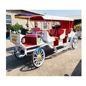 Carruaje de caballos blanco eléctrico de estilo victoriano 2024 con asiento Clarete, 4 ruedas de acero para visitas turísticas en blanco nuevo - Product Image 3