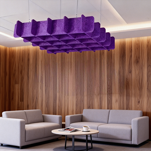 Panneaux acoustiques perforés en fibre de polyester pour <span class=keywords><strong>plafond</strong></span>, insonorisés, sculptés, absorbant le bruit - Product Image 1