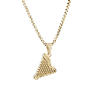 Pendentif Harpe en Acier Inoxydable Doré, Breloque Thème, Usage Quotidien, Chaîne 3.0x60cm - Product Image 5