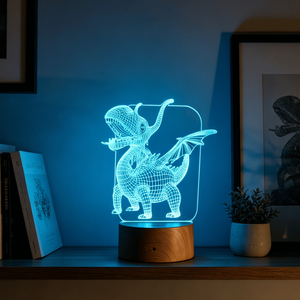 Dreamy Touch Control 7-color USB LED Night Light Wood Grain Base for Children's Party <b>Dinosaur</b> Decoration Bedroom Home Use Gift - Product Image 5