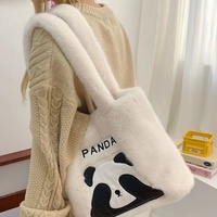 Bolso de hombro de felpa con diseño de panda anime, suave y lindo, para niñas, estilo transfronterizo.