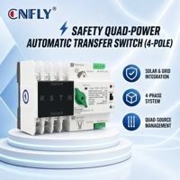 CNFLY 4P Din Rail Inverter PV Tiga Fasa Saklar Pemilih Transfer Otomatis Daya Ganda Tipe PC 63A 100A 125A 10kA Kemampuan Pemutusan