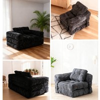 Sofá de Espuma Comprimida al Vacío 2 en 1, Sofá Cama Plegable, Sofá Individual Reclinable de Tela para Sala de Estar, Silla para Sala de Estar