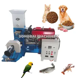 Motor diésel de 40-200 KG/H, máquinas de procesamiento de alimentos para mascotas, 15-30HP, extrusora de pellets de alimentación flotante para peces, fabricante de pellets de alimentación para perros y gatos