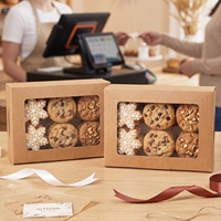Boîtes à pâtisserie brunes 8x6x2,5 pouces avec fenêtre, boîtes cadeaux en papier kraft pour biscuits, pâtisseries et petits gâteaux, vente en gros