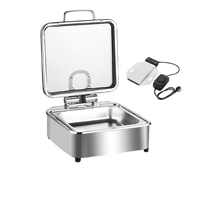 Chauffe-Plats Professionnel Grande Capacité en Acier Inoxydable avec Couvercle Visible et Économie d'Énergie pour Buffets et Traiteurs