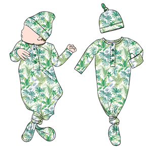 Little Glow Kid Wholesale Breathable <strong>Newborn</strong> Baby Knotted <strong>Gown</strong> Sleeping Bag Matching Beanie for Kids Children - Product Image 3