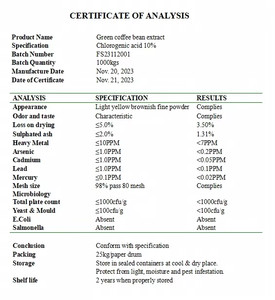 천연 녹색 커피 콩 추출물 유커미아 Ulmoides 추출물 50% 98% 식품 학년 녹색 커피 콩 추출물 - Product Image 4