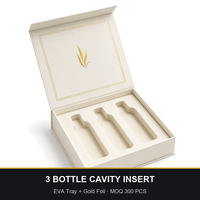 Boîte cadeau magnétique à trois compartiments en EVA avec insert en feuille d'or, emballage rigide
