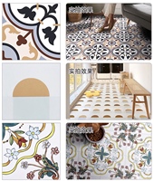 Baldosa de Porcelana Rústica con Borde Floral 300x300mm Antibacteriana Antideslizante CE