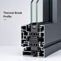 Fenêtre à battant en aluminium de style européen 6063 T5 à rupture de pont thermique, double vitrage, cadre fin, qualité export moderne pour hôtels et villas