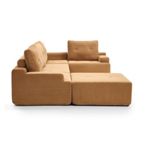 Juego de Sofás de Tela Convertible Marrón Moderno, Espuma de Alta Densidad, Compresión al Vacío, para Villa, Apartamento y Centro Comercial
