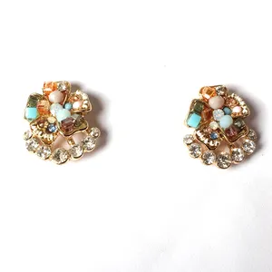 Qingdao V&R Fashion Jewelry Wrapped Multi Glass Stones Bead 18k Gold Plating Earring
