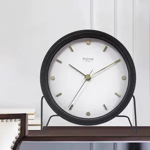 2024 הגעה חדשה לוגו מותאם אישית עיצוב מודרני צורה מעגלית סלון שעון שולחני שעון חדר אורחים במלון