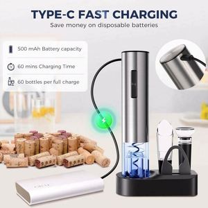 4 in 1 Electric Wine Opener Set with Foil Cutter, Wine Pourer & Stopper- Automatic Corkscrew <b>Bottle</b> Opener for Wine Lovers - Product Image 2