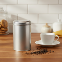 Boîte de rangement hermétique ronde JH Newfangled pour thé chinois, café et poudre de cacao, impression offset artisanale