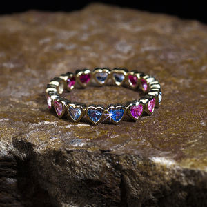 Bague arc-en-ciel tendance en corindon or jaune 9k pour femmes, émeraude de laboratoire - Product Image 6