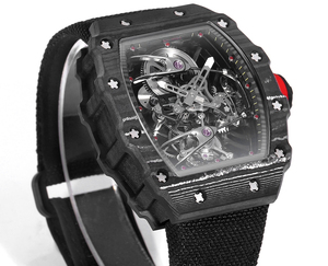 Modèle personnalisé, forme de barillet, haut de gamme, mode haut de gamme, tourbillon, fibre de carbone, montre mécanique pour homme - Product Image 3