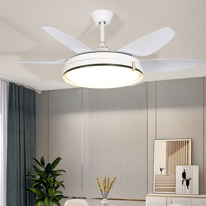 Ventilateur de plafond moderne blanc noir 55 pouces 6 vitesses télécommande LED avec lampe moteur BLDC matériau ABS utilisation dans le salon - Product Image 4